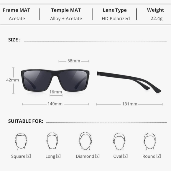 Rectangular Polarized Sports Sunglasses forMen Women Cycling Driving Fishing UV - Picture 6 of 7